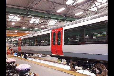 Class 720 Aventra electric multiple-unit for Greater Anglia at Bombardier Transportation’s factory in Derby.